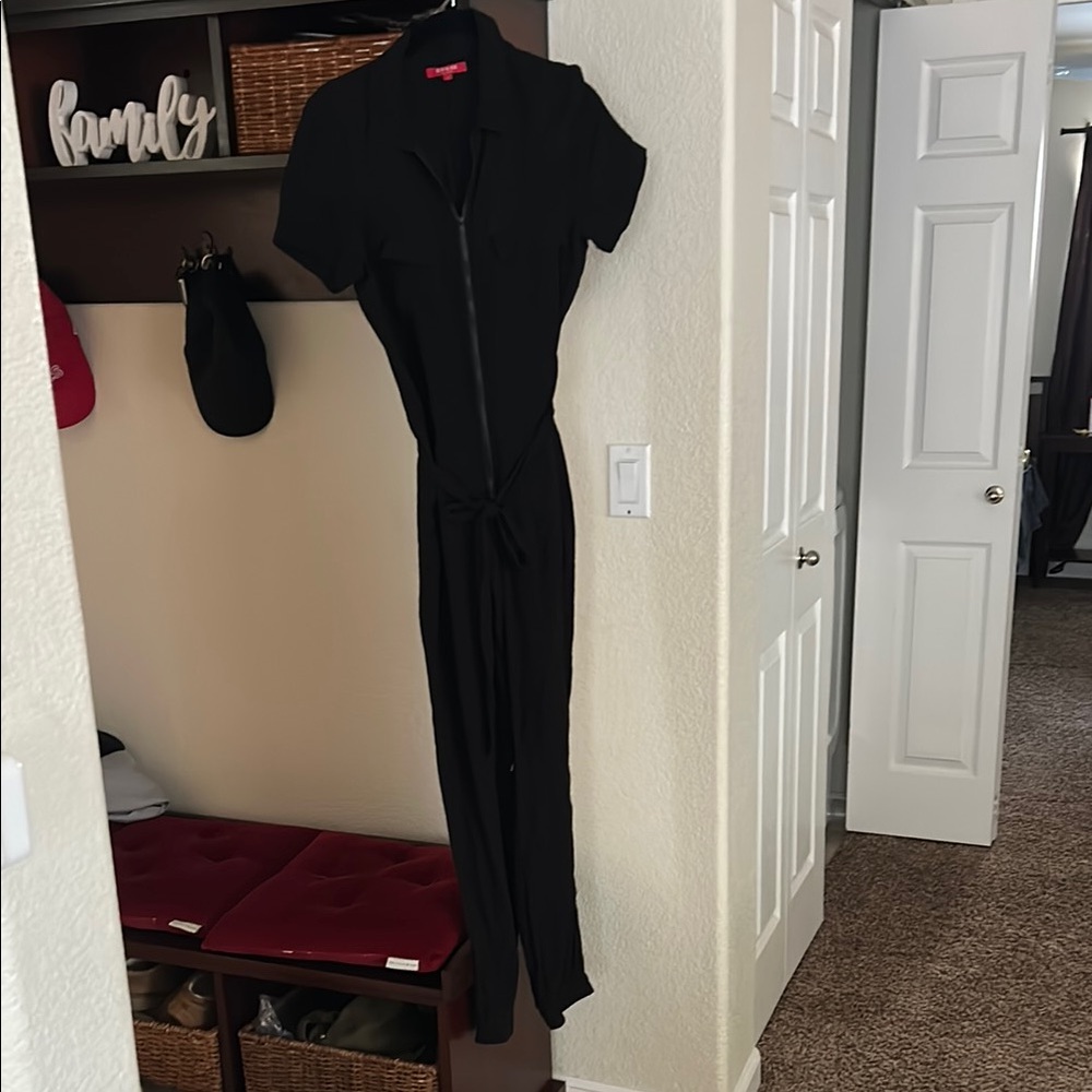 Guess: Black Short Sleeve Jumpsuit